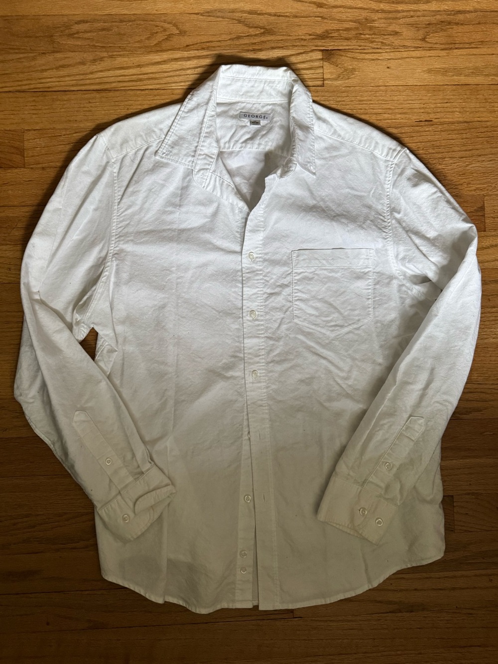 Men's White Long-Sleeve Button-Up Shirt